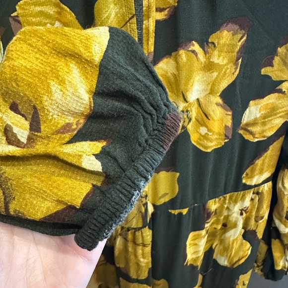 A New Day Floral Maxi Dress - Yellow and Black | High Neck Keyhole Back | Medium - Picture 5 of 6